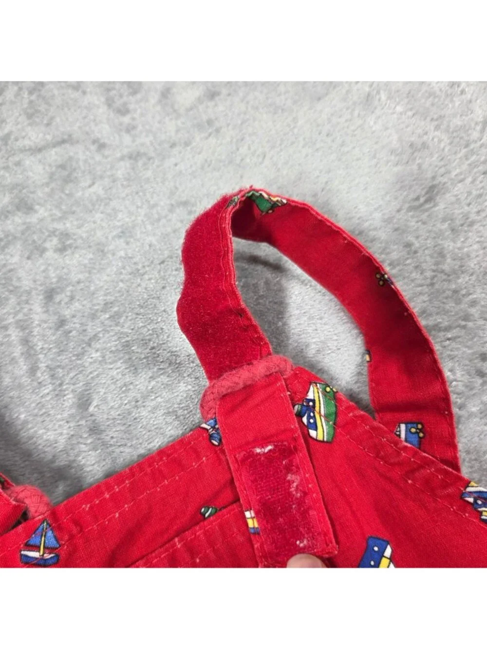Vintage OshKosh BGosh Overalls 4T Red Boat Shorts USA Union Made Nautical Beach
